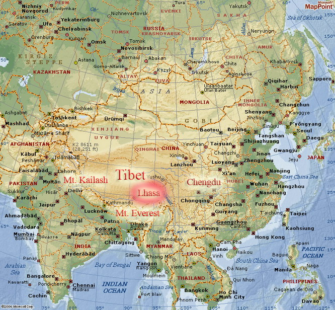 From Chengdu, China everyone flew to Lhasa, Tibet.